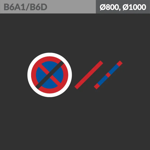 Vorgefertigte Straßenmarkierung "Eingeschränktes/Absolutes Haltverbot" – Thermoplast, rot-blau, D.850 mm