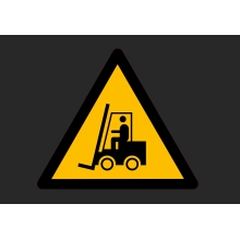 Vorgefertigte Warnstraßenmarkierung "Achtung Gabelstapler" – Thermoplast, schwarz-gelb, 1000×1000 mm
