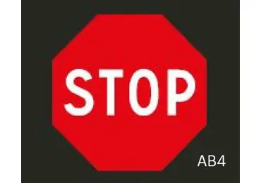 Vorgefertigte Warnstraßenmarkierung "Halt. Vorfahrt gewähren." – Thermoplast