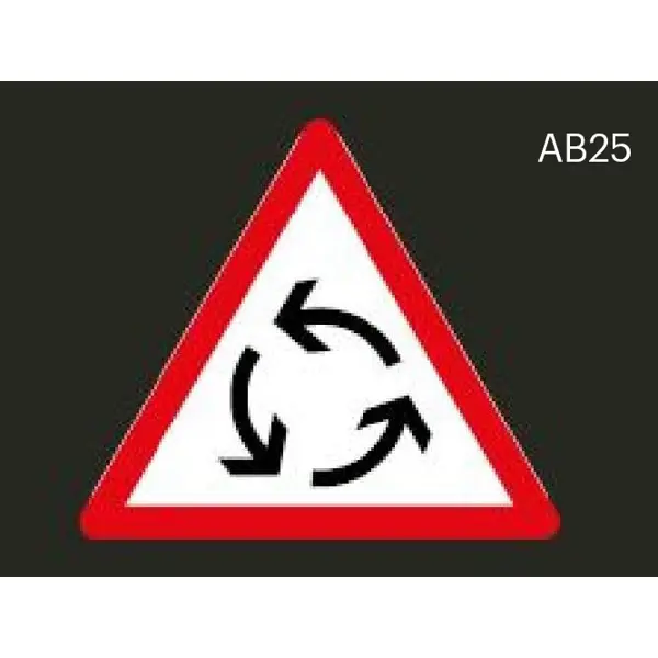 Vorgefertigte Warnstraßenmarkierung "Kreuzung mit Kreisverkehr" – Thermoplast, 1000×1000 mm