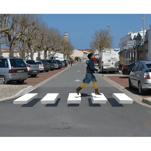 Vorgefertigter 3D-Fußgängerüberweg –Thermoplast, weiß, 6 Streifen