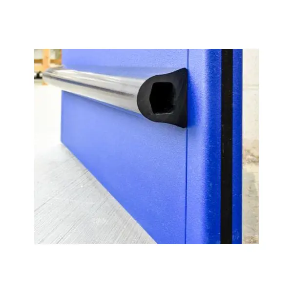 Wand- und Eckenschutz, Gummi-Prallschutz Rubber D mit Stahlverstärkung – schwarz, 75×65×3500mm