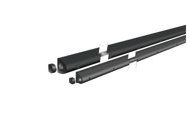 Wand- und Eckenschutz, Gummi-Prallschutz Rubber D mit Stahlverstärkung – schwarz, 75×65×3500mm