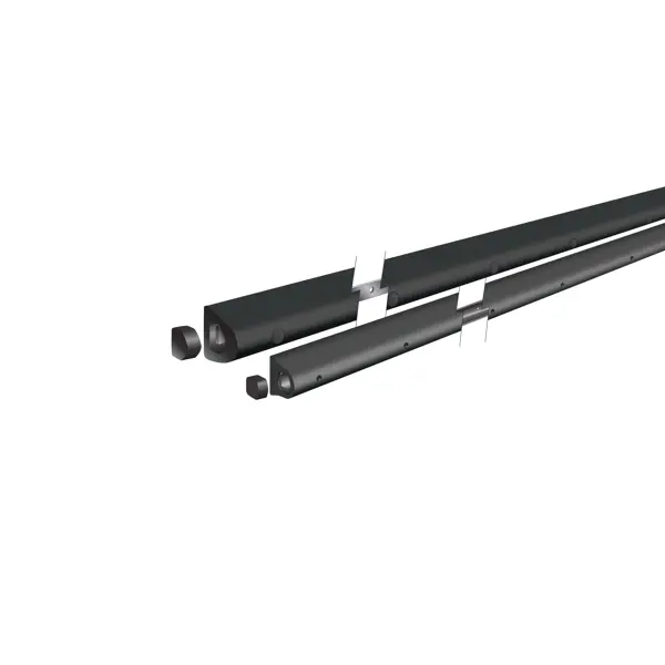 Wand- und Eckenschutz, Gummi-Prallschutz Rubber D mit Stahlverstärkung – schwarz, 75×65×3500mm