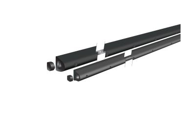 Wand- und Eckenschutz, Gummi-Stoßstange Rubber D mit Stahlverstärkung – schwarz, 75×65×3500mm