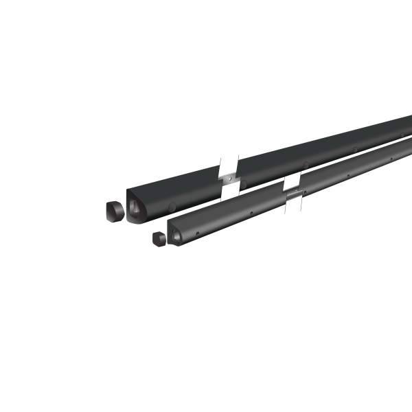 Wand- und Eckenschutz, Gummi-Stoßstange Rubber D mit Stahlverstärkung – schwarz, 75×65×3500mm