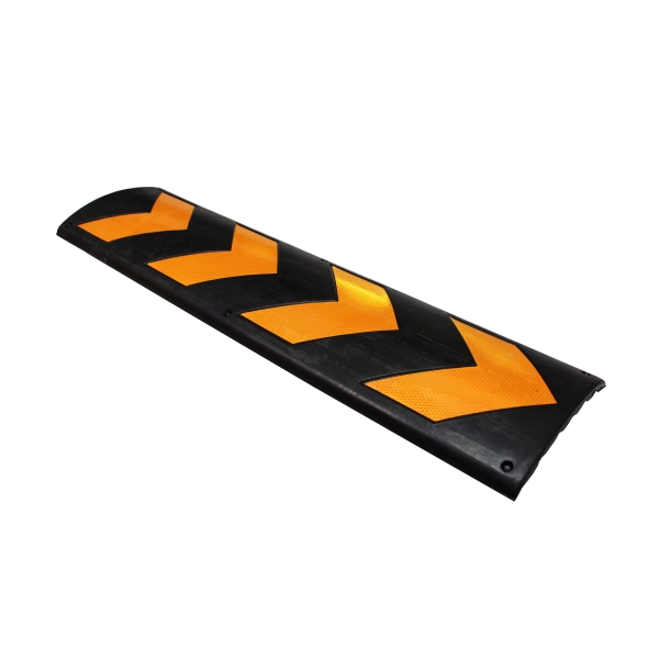 Wand- und Säulenschutz, Gummistoßstange WallProtec Parking – schwarz, reflektierende Pfeile, 800×210×35 mm