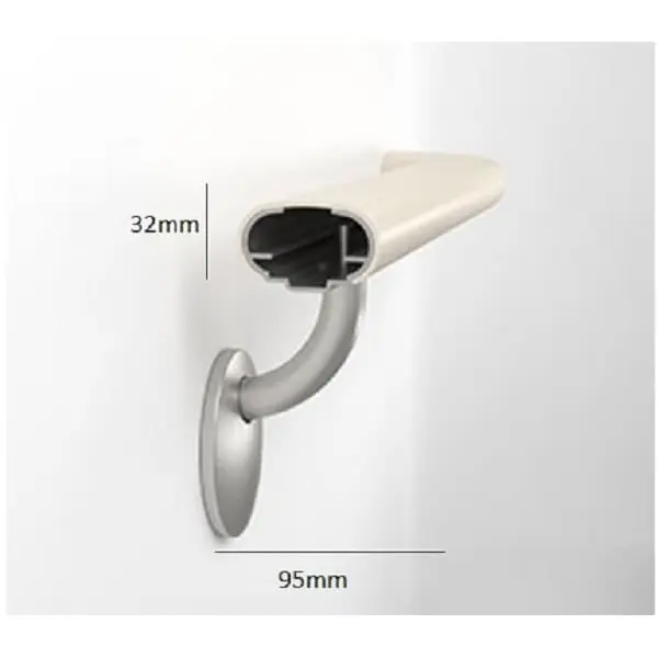 Nástenné madlo Handrail 2000 – PVC-u, farba štandard podľa vzorkovníka, 32 mm × 3,66 m, vrátane 7 nástenných konzol