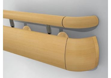 Wandgriff Handrail 3400 – PVC-U, Standard gemäß Farbfächer, 200 mm × 3,66 m, inkl. 7 Wandkonsolen