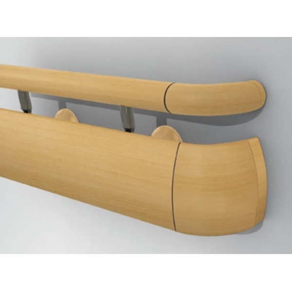 Wandgriff Handrail 3400 – PVC-U, Standard gemäß Farbfächer, 200 mm × 3,66 m, inkl. 7 Wandkonsolen