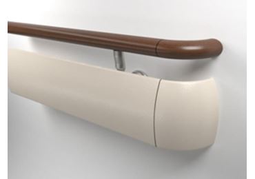 Wandgriff Handrail 3530 – PVC-U, Standard gemäß Farbfächer, 200 mm × 3,66 m, inkl. 7 Wandkonsolen