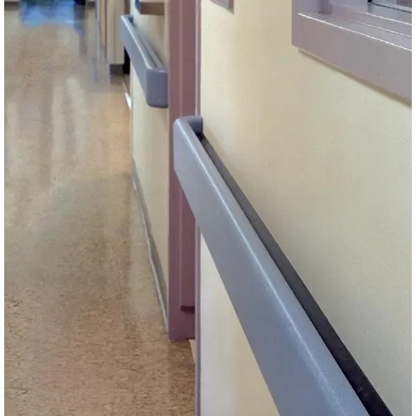 Wandgriff Handrail 800 – PVC, Standard-RAL-Farben, 140 mm × 3,66 m, inkl. 7 Wandkonsolen
