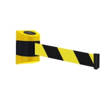 Wandkassette MAXI, gelb-schwarz – 7,7 m Band, gelb-schwarze Schraffur