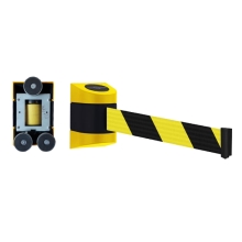Wandkassette MAXI, gelb-schwarz – 7,7 m Band, gelb-schwarze Schraffur (Magnetgriff / Magnet-Endstück)