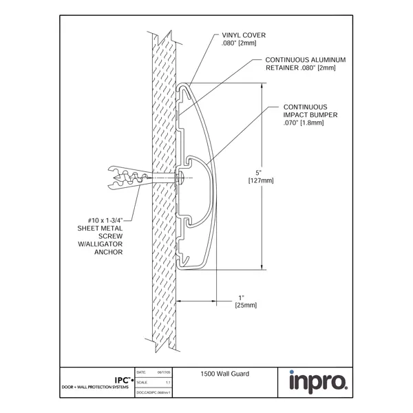 Wandprallschutz, Schutzplanke Wall Guard 1500 – PVC, Standard-RAL-Farben, 127 mm × 3,66 m