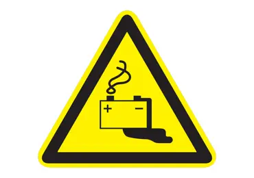 Warnkennzeichnung – Polycarbonat, Warnung vor Gefahren durch das Aufladen von Batterien