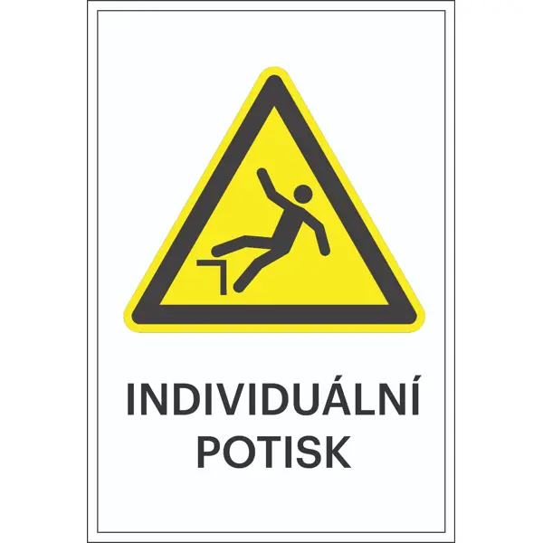 Warnkennzeichnung, Sturzgefahr, individueller Text – Aluminium-Kompositwerkstoff, 400×600 mm