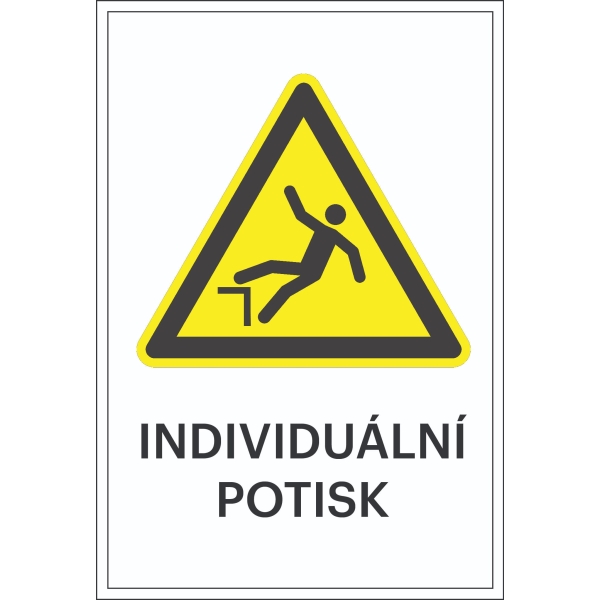 Warnkennzeichnung, Sturzgefahr, mit Möglichkeit des individuellen Textes – Folie, 100×150 mm