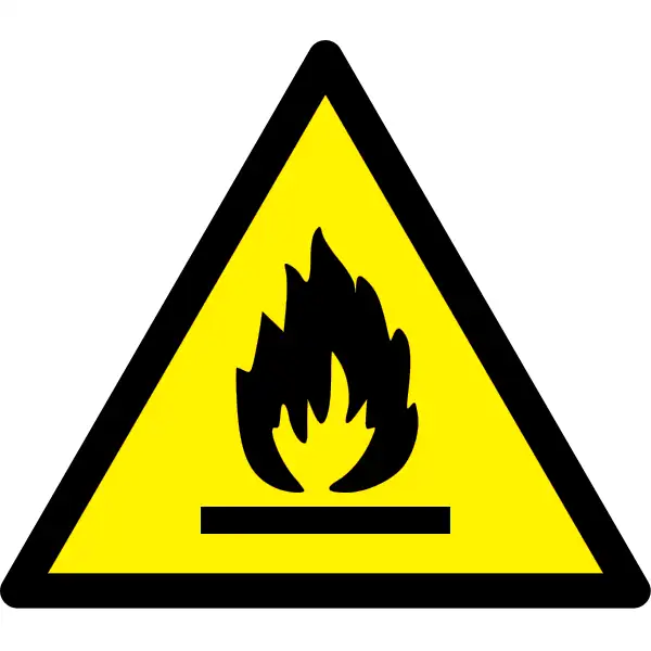 Warnkennzeichnung, Warnung vor Brandgefahr – Aluminium-Kompositwerkstoff, 200×173 mm