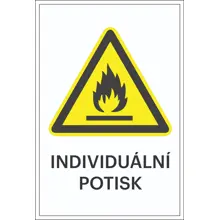 Warnkennzeichnung, Warnung vor Brandgefahr, individueller Text – Folie, 100×150 mm