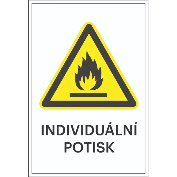 Warnkennzeichnung, Warnung vor Brandgefahr, individueller Text – Folie, 100×150 mm