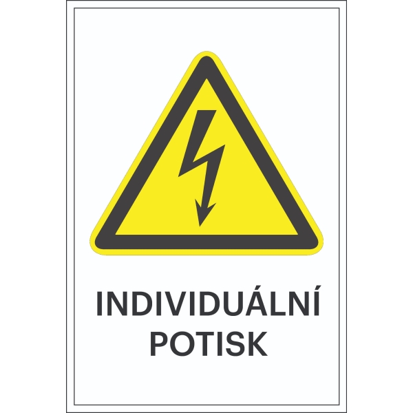 Warnkennzeichnung, Warnung vor elektrischer Spannung, mit Möglichkeit des individuellen Textes – Folie, 100×150 mm