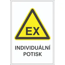 Warnkennzeichnung, Warnung vor explosionsfähiger Atmosphäre, individueller Text – Folie, 100×150 mm