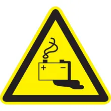 Warnkennzeichnung, Warnung vor Gefahren beim Batterieladen – Aluminium-Kompositwerkstoff, 400×347 mm