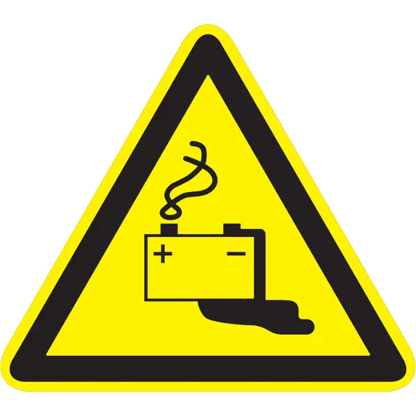Warnkennzeichnung, Warnung vor Gefahren beim Batterieladen – Folie, 75×65 mm