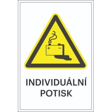 Warnkennzeichnung, Warnung vor Gefahren beim Batterieladen, individueller Text – Aluminium-Kompositwerkstoff, 500×750 mm