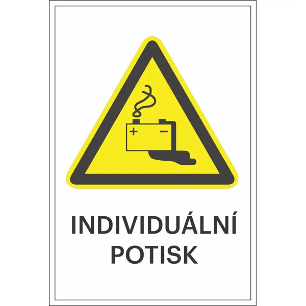 Warnkennzeichnung, Warnung vor Gefahren beim Batterieladen, individueller Text – Folie, 100×150 mm