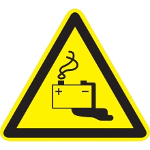 Warnkennzeichnung, Warnung vor Gefahren durch das Aufladen von Batterien – Polycarbonat, 400×347 mm