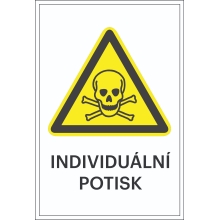 Warnkennzeichnung, Warnung vor giftigen Stoffen, mit Möglichkeit des individuellen Textes – Folie, 100×150 mm