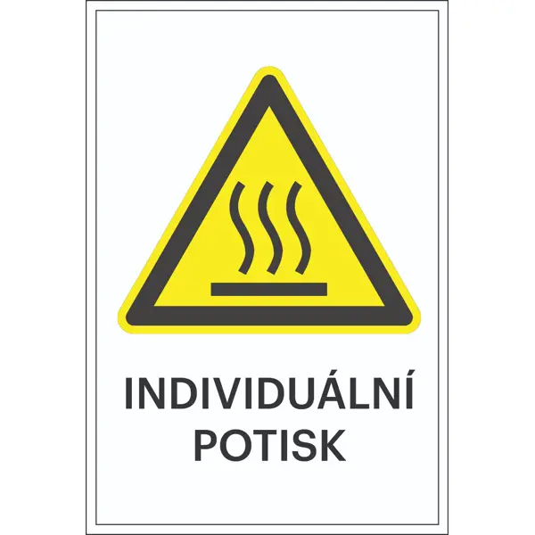 Warnkennzeichnung, Warnung vor heißer Oberfläche, individueller Text – Aluminium-Kompositwerkstoff, 300×450 mm