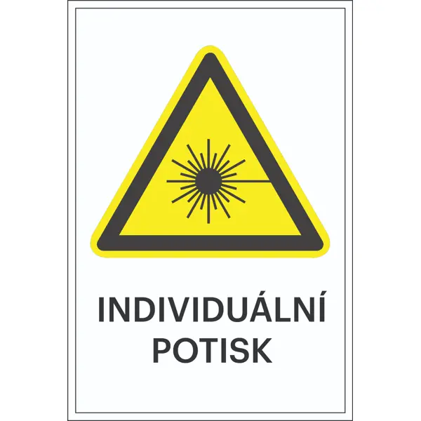 Warnkennzeichnung, Warnung vor Laserstrahlen, individueller Text – Aluminium-Kompositwerkstoff, 300×450 mm