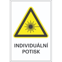 Warnkennzeichnung, Warnung vor Laserstrahlen, individueller Text – Folie, 100×150 mm