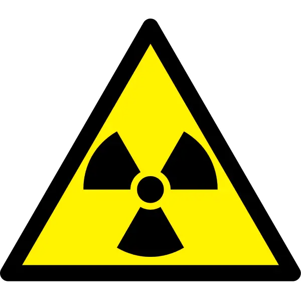 Warnkennzeichnung, Warnung vor radioaktiven Stoffen – Folie, 75×65 mm