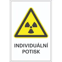 Warnkennzeichnung, Warnung vor radioaktiven Stoffen oder ionisierender Strahlung, individueller Text – Aluminium-Kompositwerkstoff, 500×750 mm