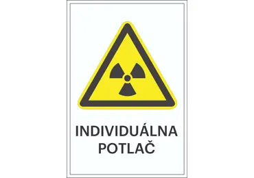 Warnkennzeichnung – Warnung vor radioaktiven Stoffen oder ionisierender Strahlung + individueller Text