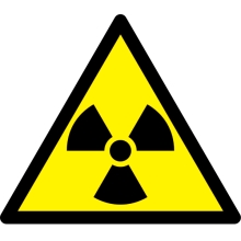 Warnkennzeichnung, Warnung vor radioaktiven Stoffen – Polycarbonat, 400×347 mm