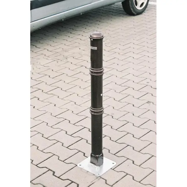 Zierpfosten ANTIK – Metall, schwarz-kupferrot, 900 mm, fest mit Platte