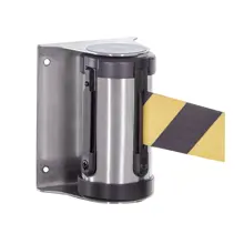 Zutrittsabsperrung, Wandkassette, 180° schwenkbar, verchromte Abdeckung – 2,3 m Band